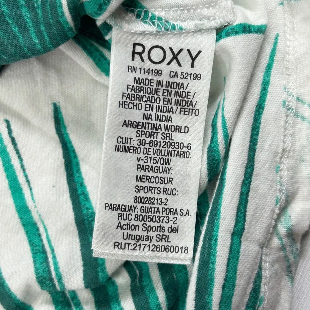 Roxy‎ Womens Medium White Green Palm Leaf Graphic Tank Top Waves of Change